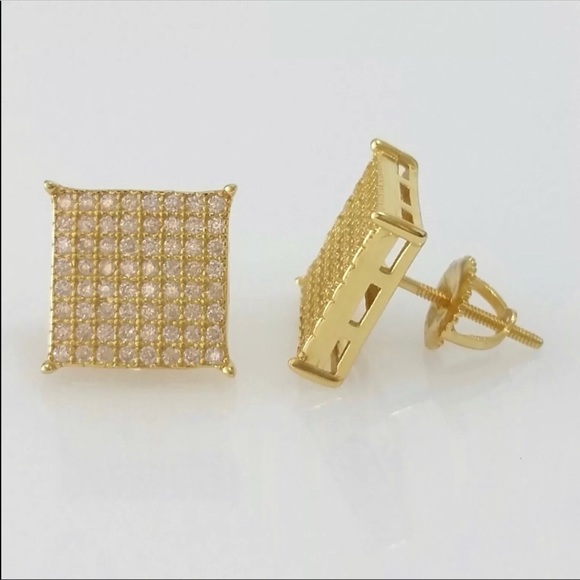 925 Sterling Silver Lab Diamond 💎Men’s Earrings - Picture 2 of 2